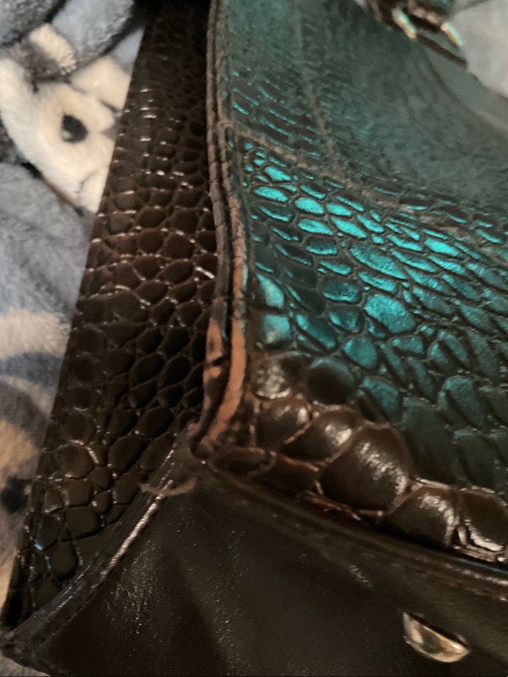 Coldwater Creek Black Croc-Embossed Tote with Silver Medallion Accent - Picture 10 of 10